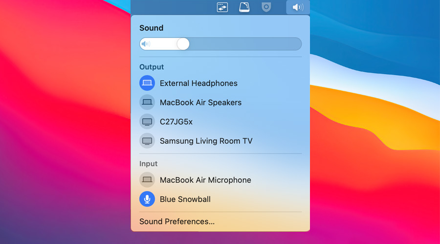 output device sound menu